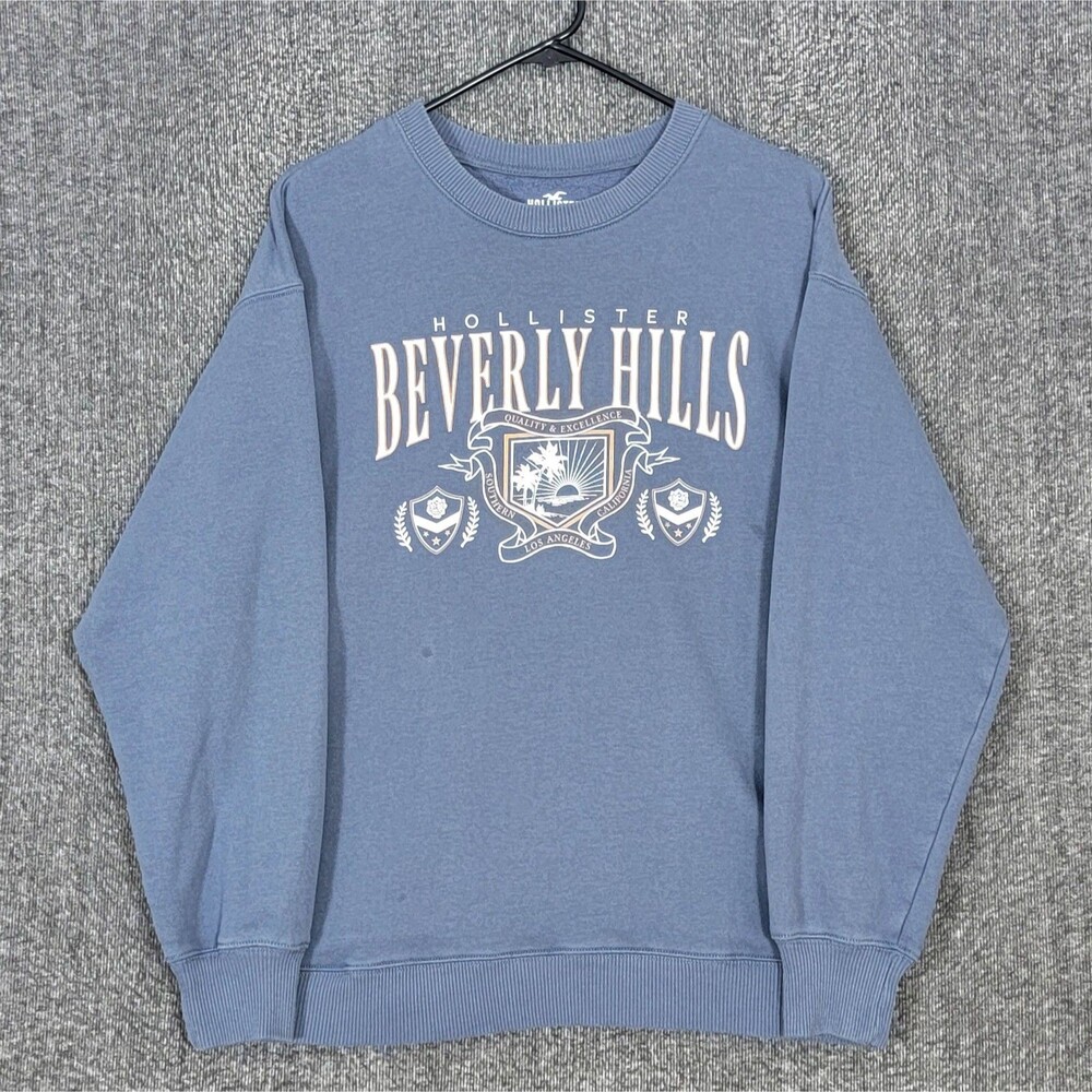 Hollister Beverly Hills Sweatshirt Womens S Blue Los Angeles Crewneck Pullover